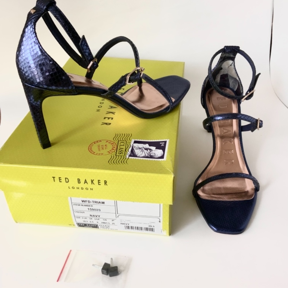 Ted Baker Triam Blue Snake Ankle Strap Heel Sandal Leather Fashion Pumps Shoes - Picture 6 of 11